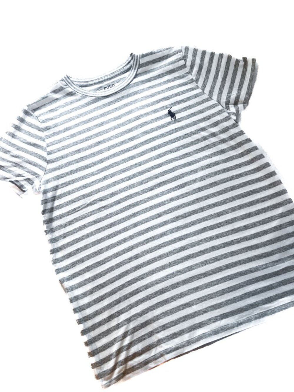 Polo by Ralph Lauren Gray & White Striped Short-Sleeve Crewneck Tee NEW - Picture 3 of 12